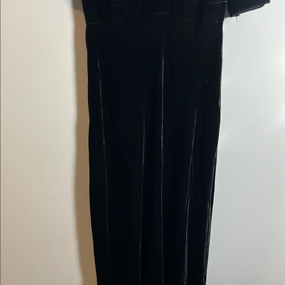 Jill Stuart Elegant Black Long Short Sleeve Velvet Dress - Picture 4 of 7